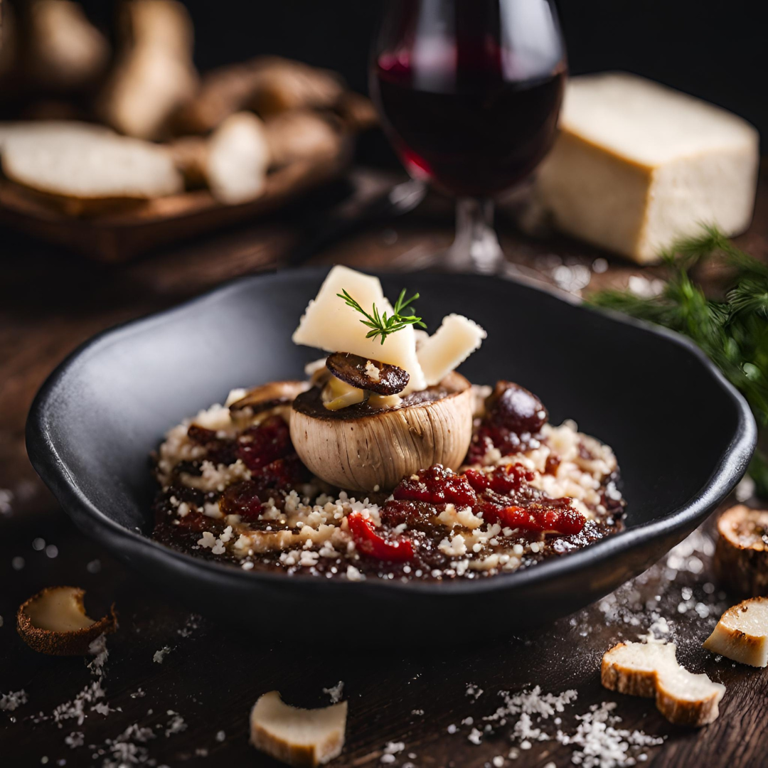 Rissoto de boletus con tartufata y lascas de parmesano.